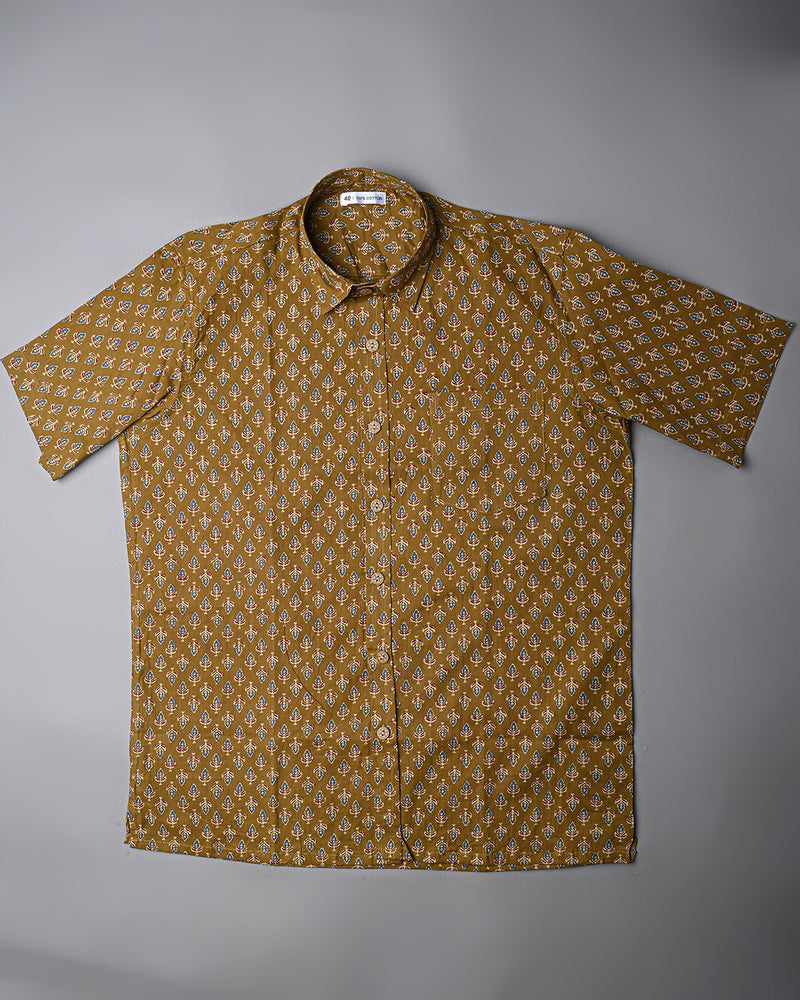 Traditional premium Half Sleeves Block Print Shirt(NDCOTHS10)