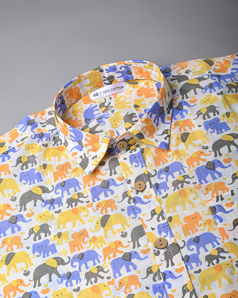 Traditional premium Half Sleeves Block Print Shirt(NDCOTHS09)