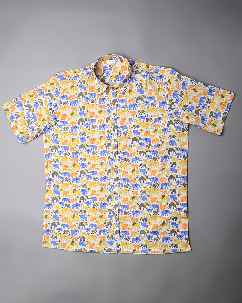 Traditional premium Half Sleeves Block Print Shirt(NDCOTHS09)